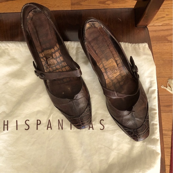 Hispanitas Wedge Leather Mary Jane  Shoes - Picture 8 of 10